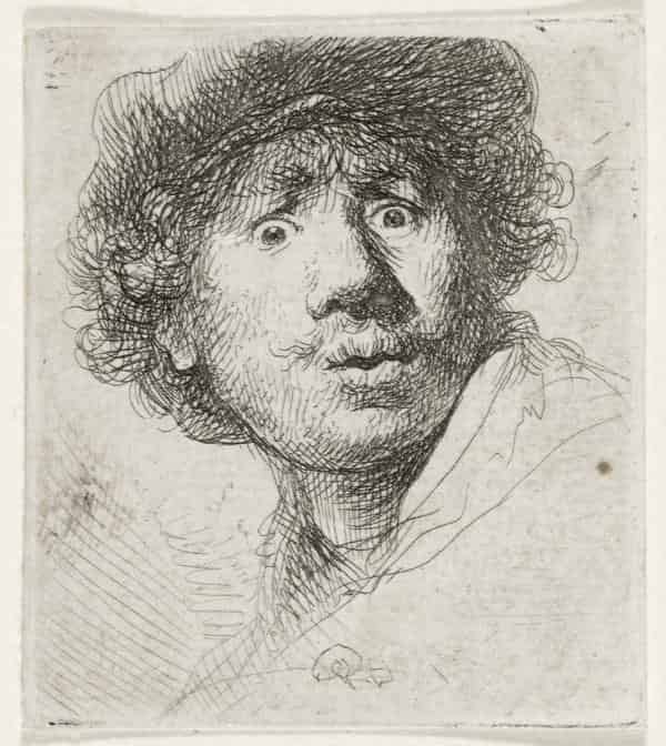 Rembrandt Harmensz. van Rijn (1606–1669), Selbstbildnis mit aufgerissenen Augen, 1630